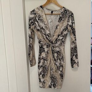 Windsor Snakeskin Long Sleeve Dress